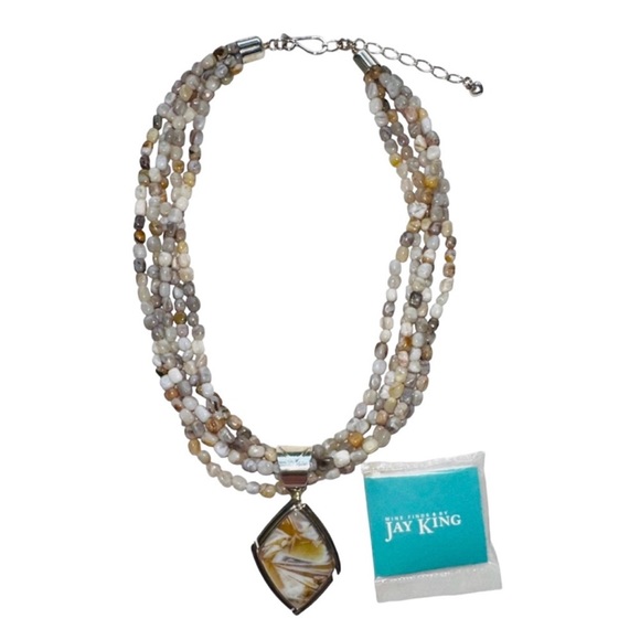 Jay King Agate Sterling Silver Multi Stranded Pendant Necklace - Picture 6 of 10